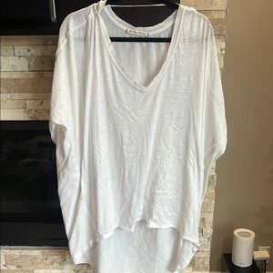 White V-Neck Long Women's Top